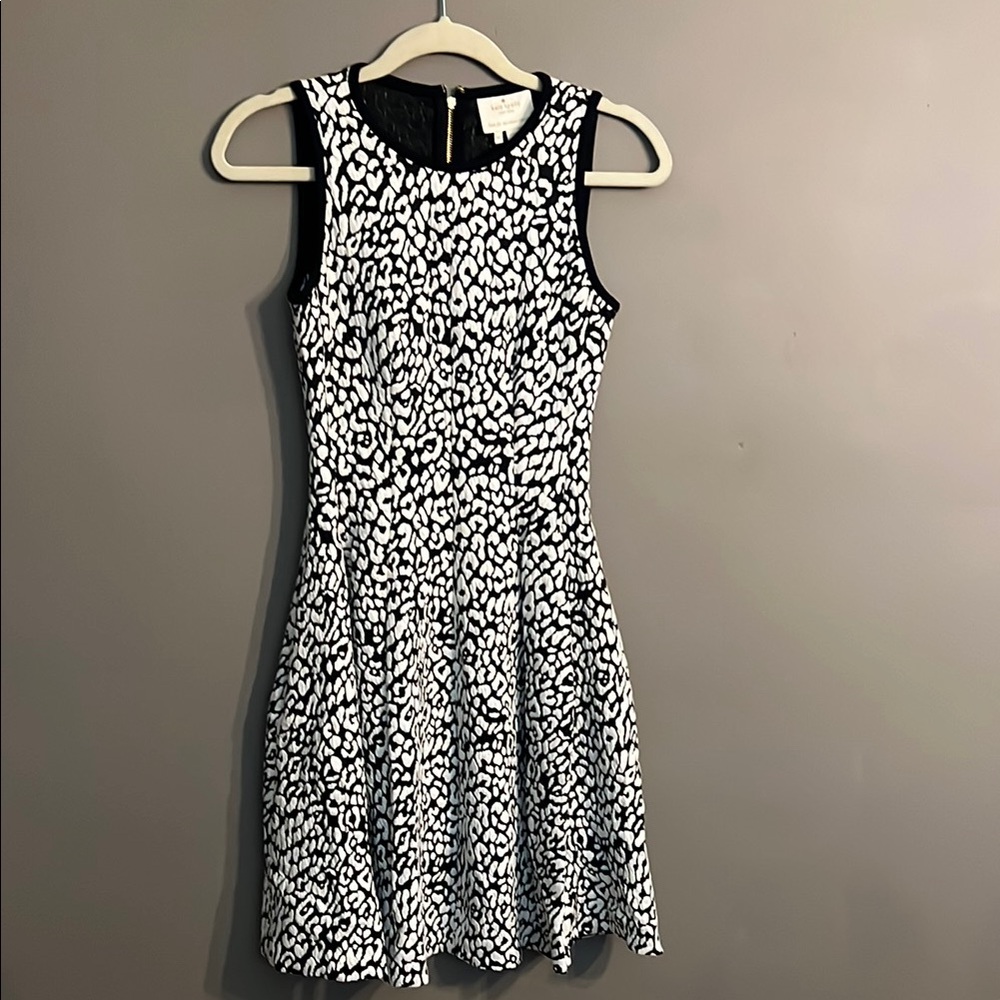 Kate Spade Jacquard Black and White Fit and Flare Midi Dress